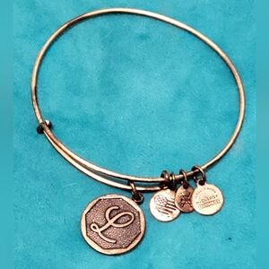 Alex & Ani "L" initial charm bangle bracelet Rafaelian gold